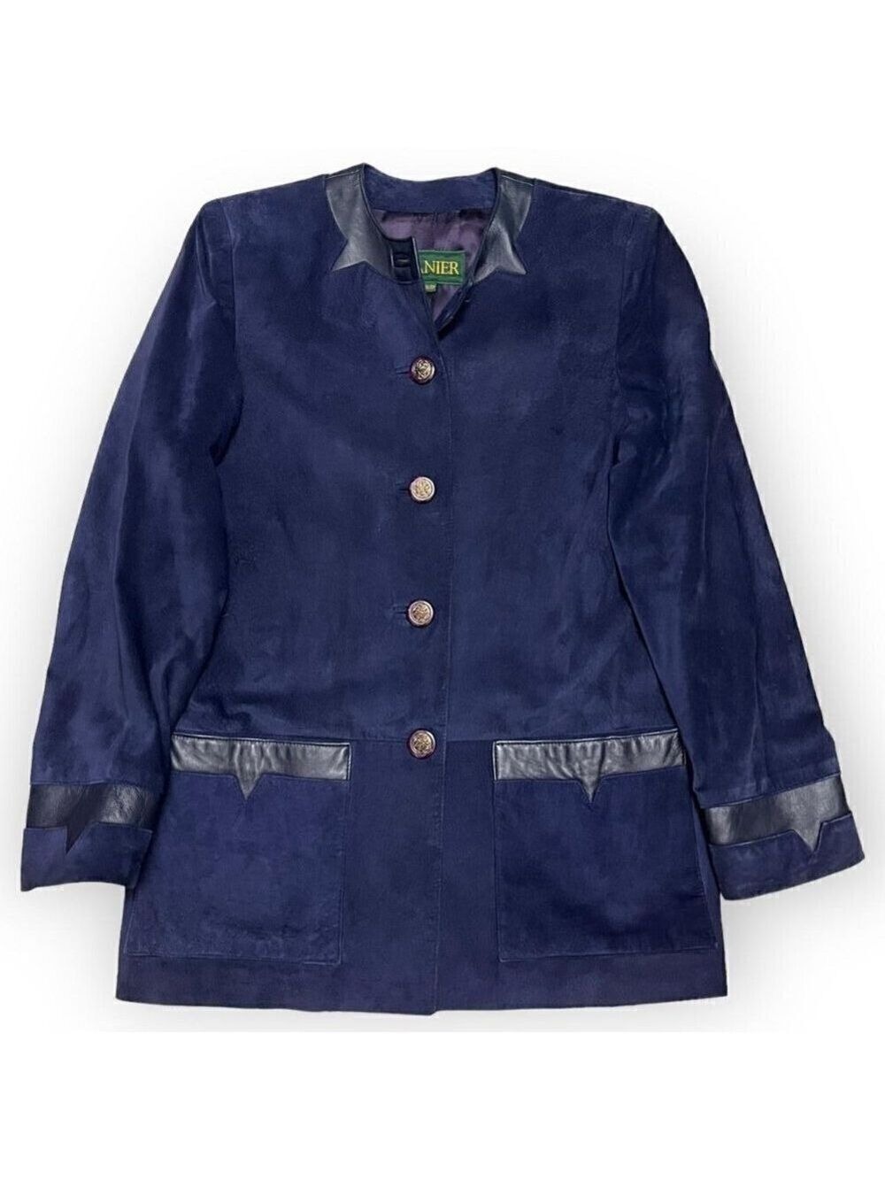 Vintage 90s Genuine LEATHER Suede DANIER Luxury Designer Blue Jacket - Womens XS